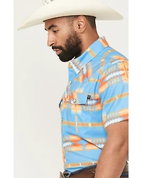 Rock & Roll Denim Men's Tek Southwestern Print Short Sleeve Snap Western Shirt