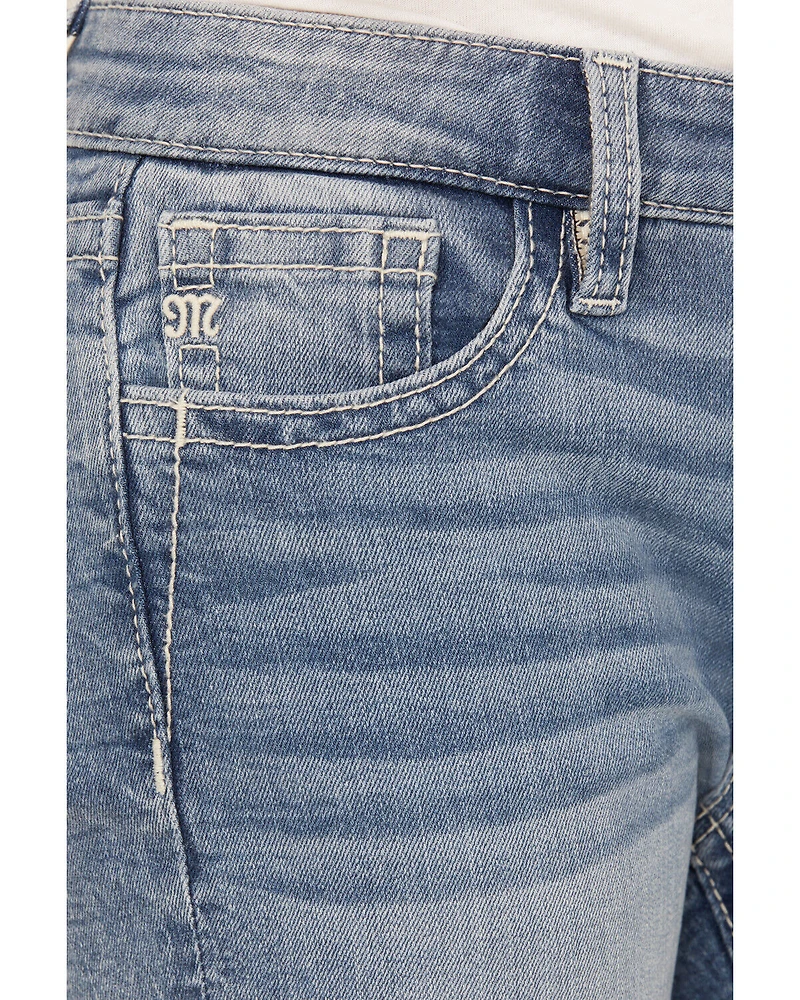 Miss Me Girls' Light Wash Cross Pocket Bootcut Denim Jeans