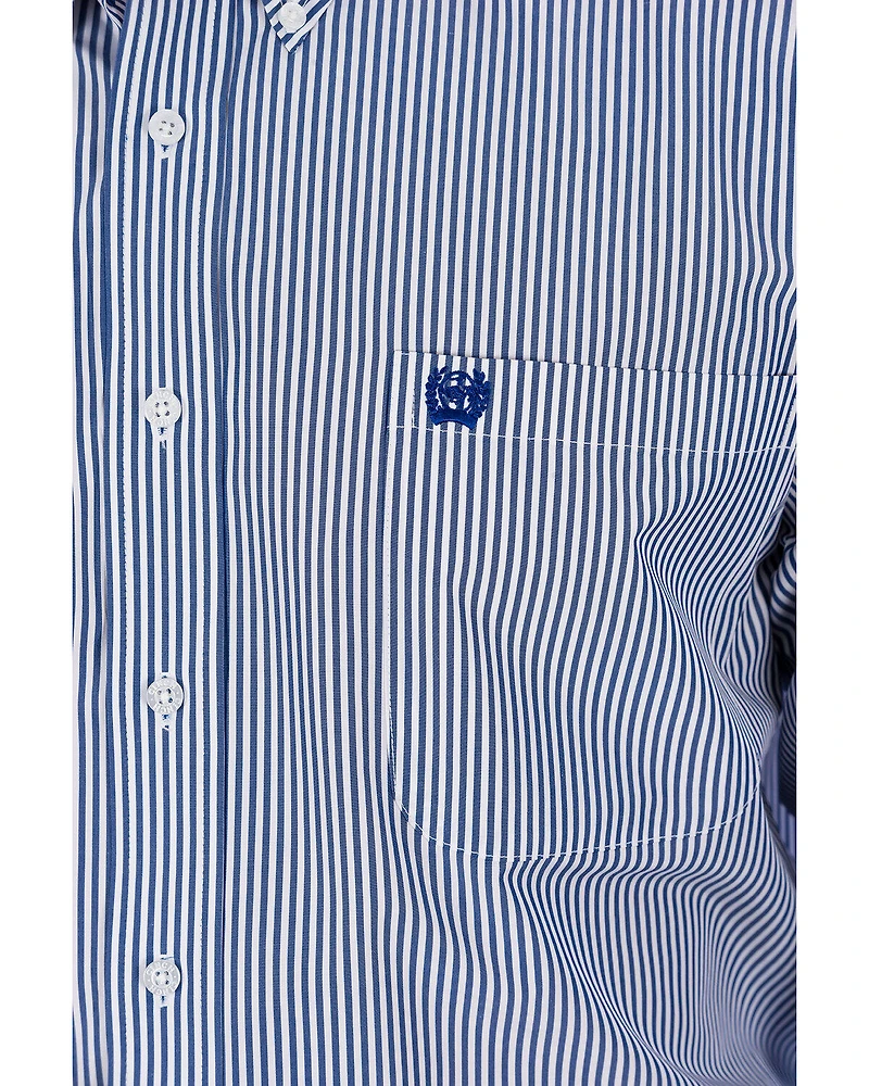 Cinch Men's Royal Blue Striped Western Shirt - Big & Tall