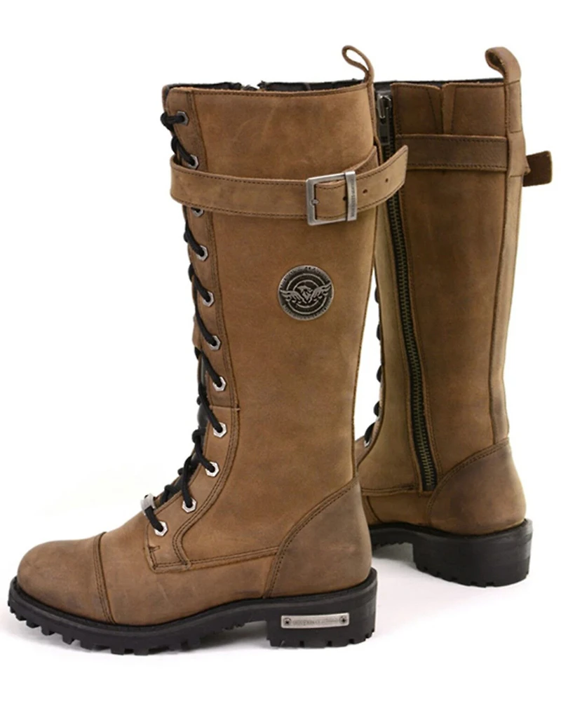 Milwaukee Leather Women's Tall Motorcycle Boots - Round Toe