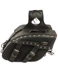 Milwaukee Leather Medium Zip-Off Studded PVC Slanted Throw Over Saddle Bag