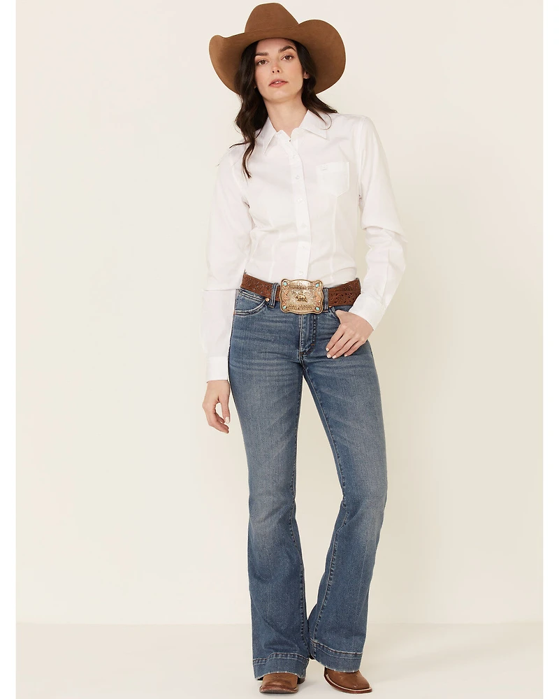 Cinch Women's Solid Long Sleeve Button Down Western Shirt