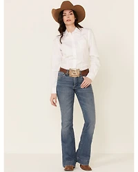 Cinch Women's Solid Long Sleeve Button Down Western Shirt