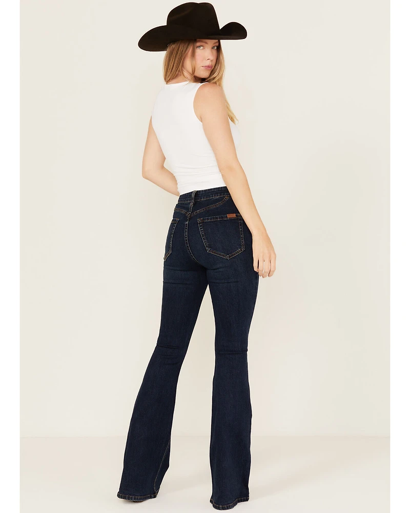 Rock & Roll Denim Women's Dark Wash High Rise Flare Stretch Jeans