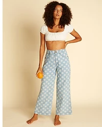 Billabong x Wrangler Women's High Rise Perfect Pair Floral Print Straight Crop Pants