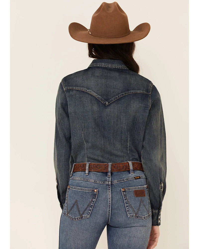 Wrangler Women's Long Sleeve Vintage Denim Shirt