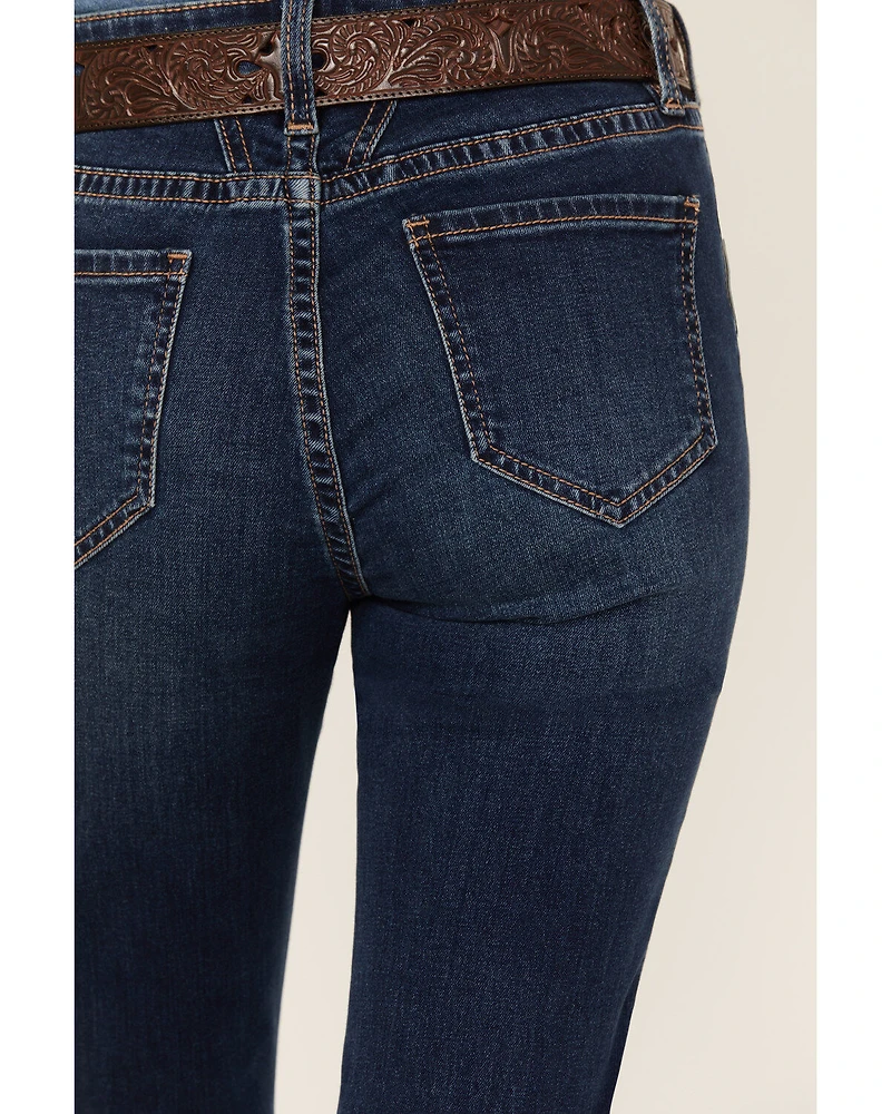 Rock & Roll Denim Women's Dark Wash Mid Rise Bootcut Jeans