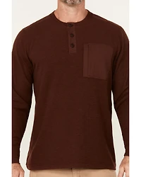 Lucky Brand Workwear Men's Slub Thermal Long Sleeve Pocket Henley Shirt