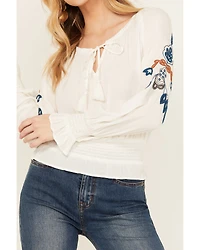 Shyanne Women's Challis Embroidered Long Sleeve Blouse