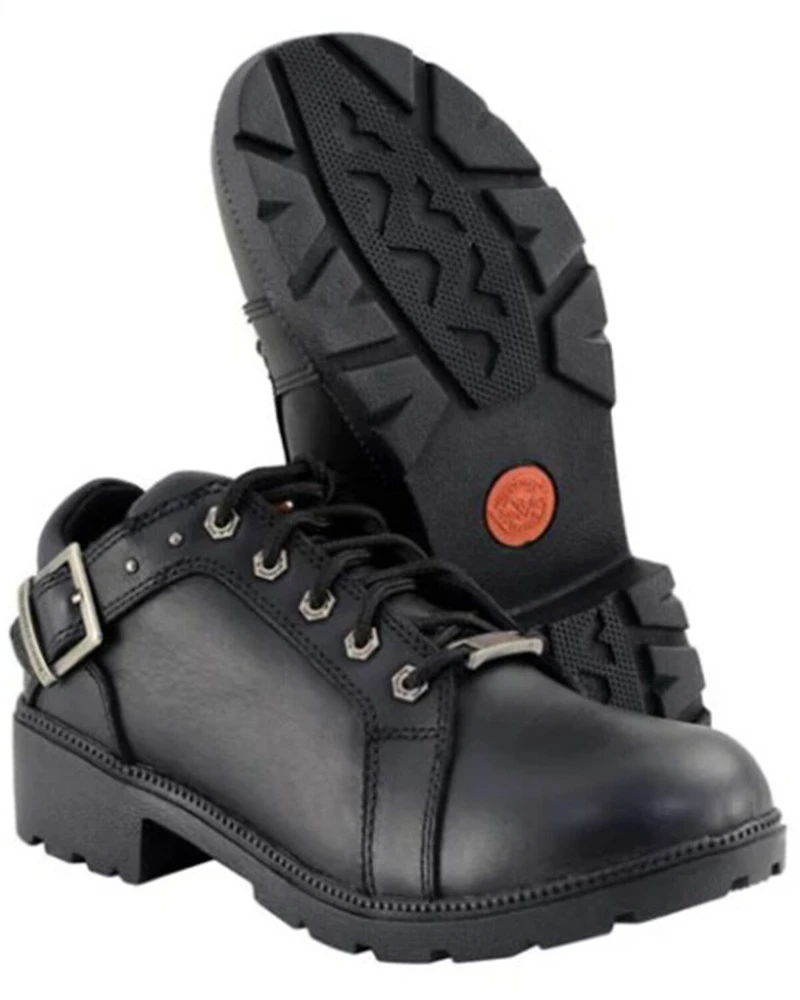 Milwaukee Leather Women's Lace-Up Motorcycle Shoes - Round Toe