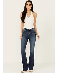 Shyanne Women's Celeste Dark Wash High Rise Seamed Back Stretch Bootcut Jeans