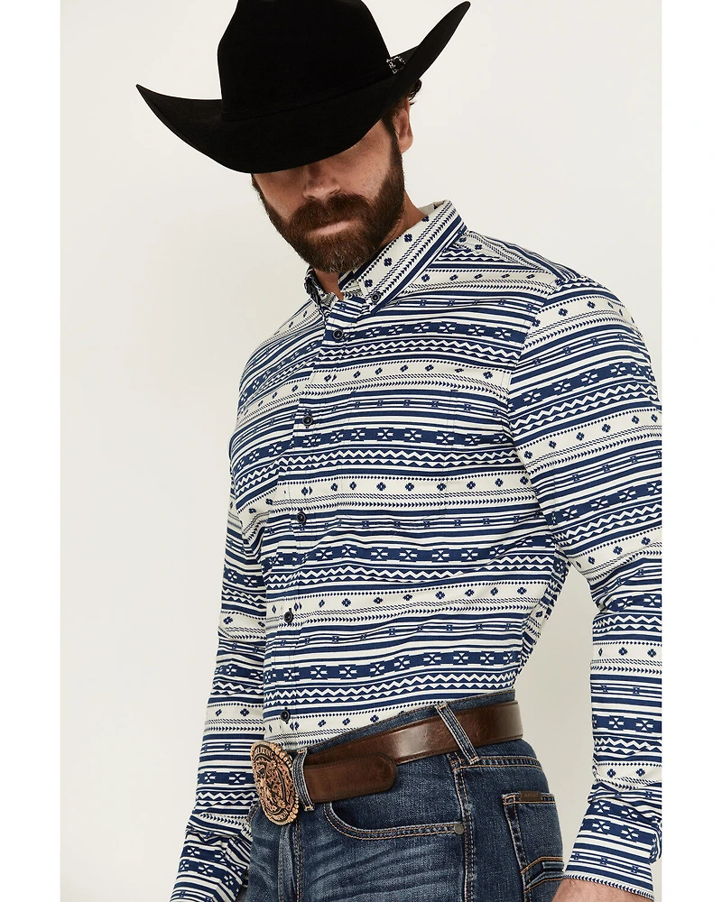 Cody James Men's Falcon Southwestern Striped Print Long Sleeve Button-Down Stretch Western Shirt