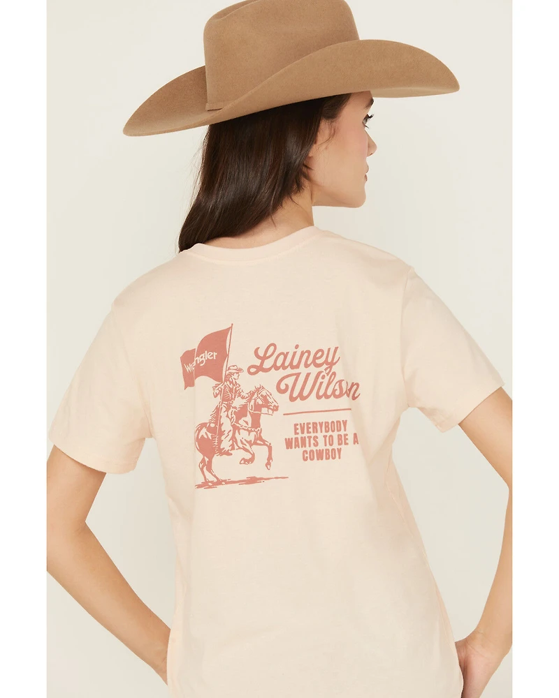Wrangler X Lainey Wilson Women's Everybody Wants to Be a Cowboy Short Sleeve Graphic Tee