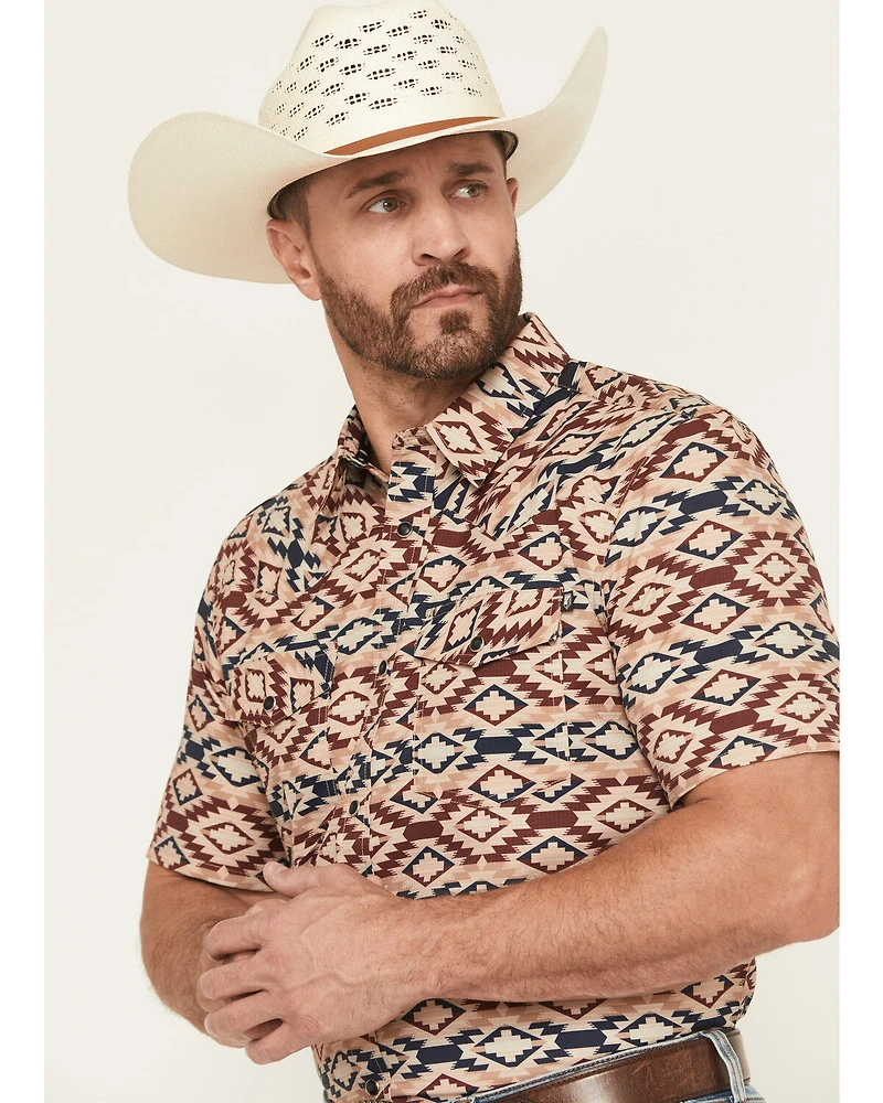 RANK 45® Men's Willow Creek Southwestern Print Short Sleeve Snap Performance Western Shirt