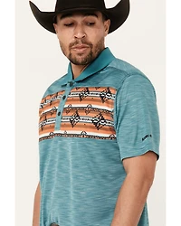 RANK 45® Men's Jacinto Southwestern Border Striped Short Sleeve Polo Shirt