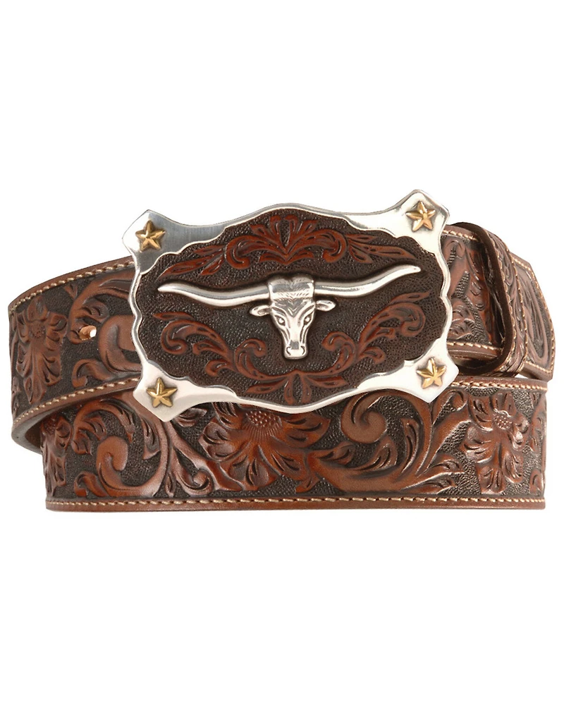 Justin Men's Floral Tooled Leather Belt