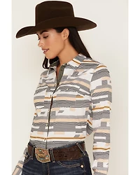 RANK 45® Women's Geo Stripe Print Long Sleeve Stretch Western Riding Shirt