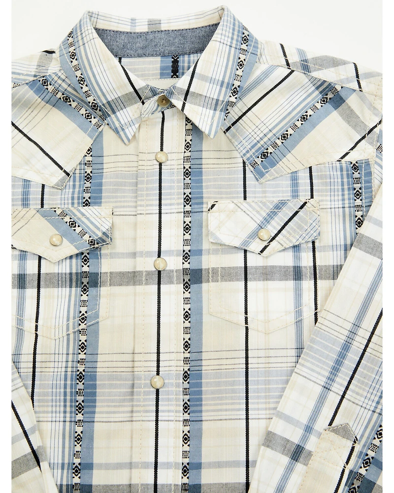 Cody James Toddler Boys' Western Wind Plaid Print Long Sleeve Snap Shirt