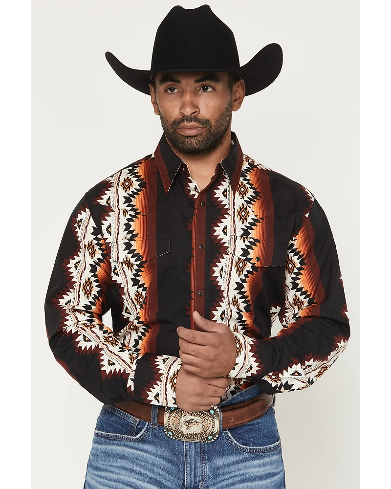 Wrangler Men's Checotah Southwestern Print Long Sleeve Snap Western Shirt