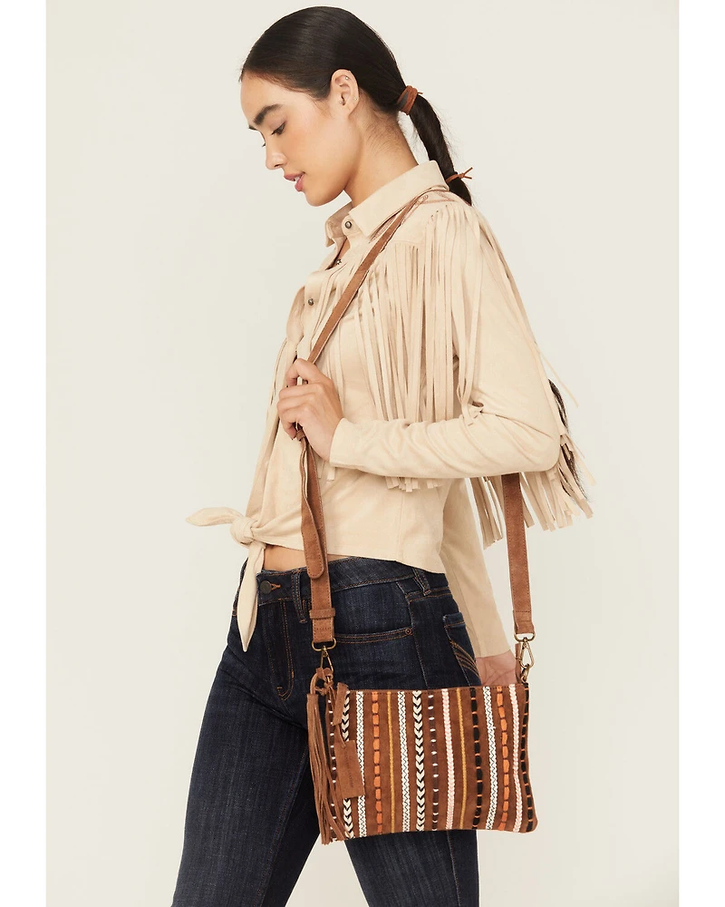 Shyanne Women's Wysteria Suede Woven Striped Crossbody Bag