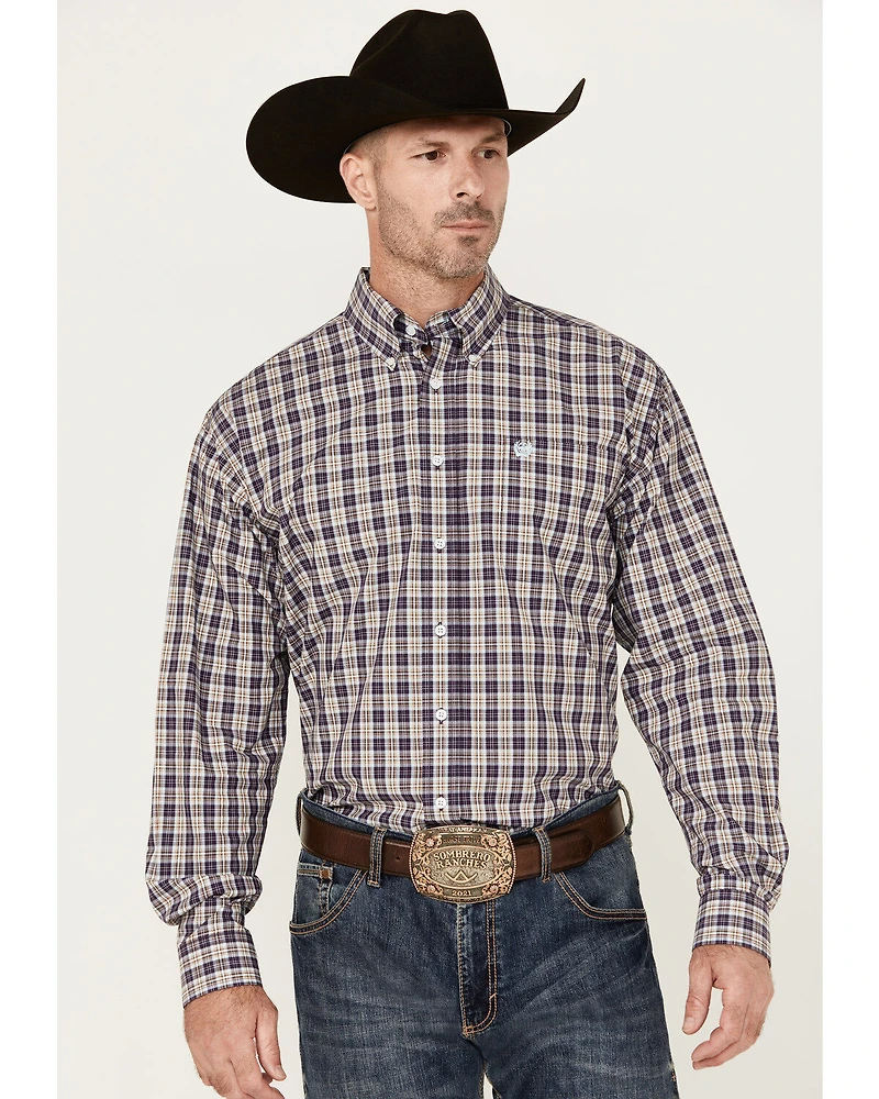 Cinch Men's Plaid Print Long Sleeve Button-Down Western Shirt