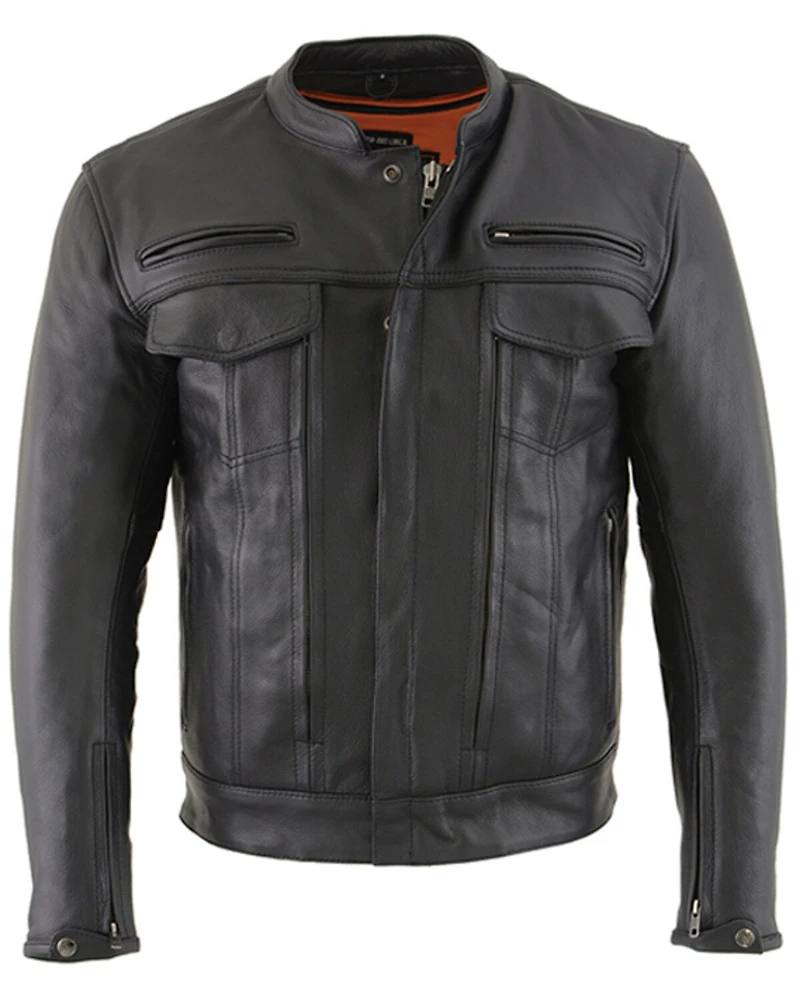 Milwaukee Leather Men's 3X Vented Scooter Zip-Front CoolTec Leather Jacket - Big