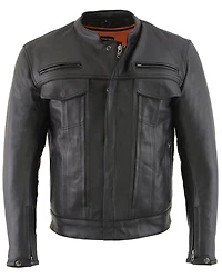 Milwaukee Leather Men's 3X Vented Scooter Zip-Front CoolTec Leather Jacket - Big