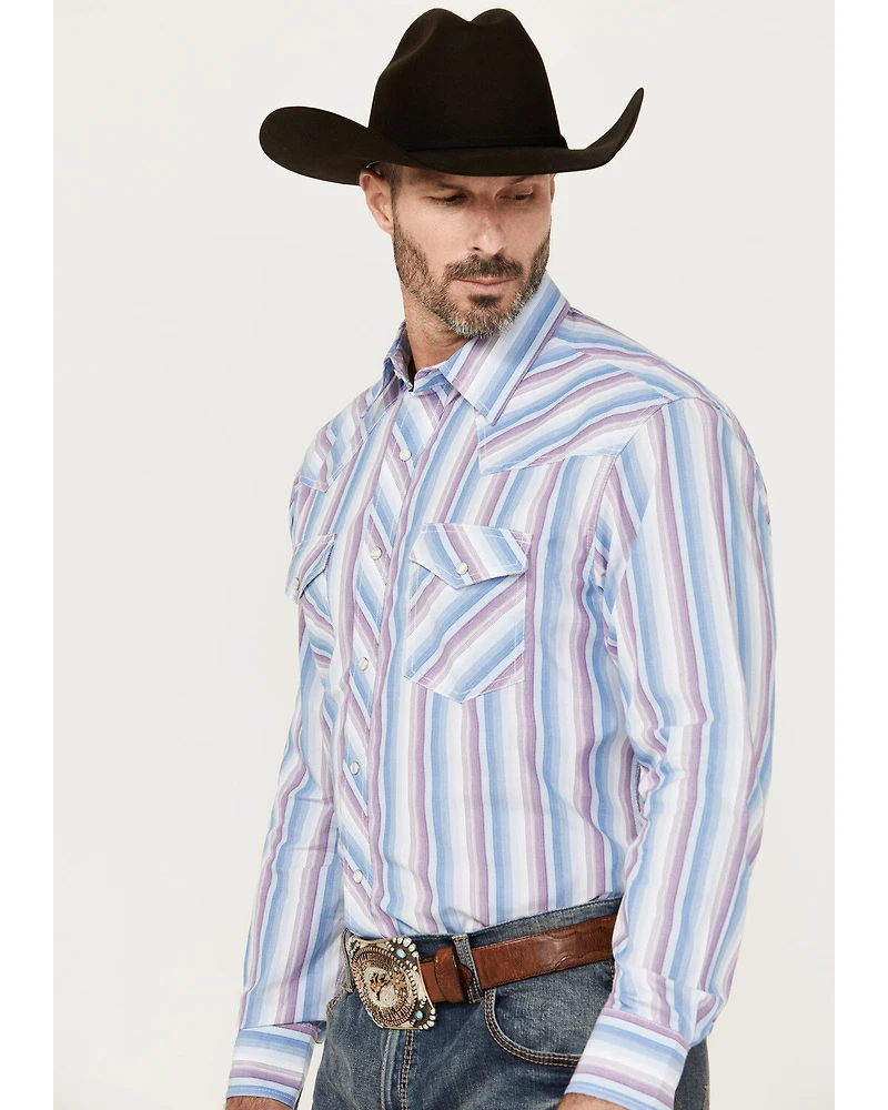 Wrangler 20X Men's Striped Print Long Sleeve Snap Stretch Western Shirt