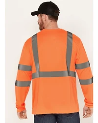 Hawx Men's Solid Enhanced Hi-Vis Long Sleeve Pocket Work T-Shirt