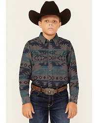 Cody James Boys' Julian Southwestern Print Long Sleeve Snap Western Shirt