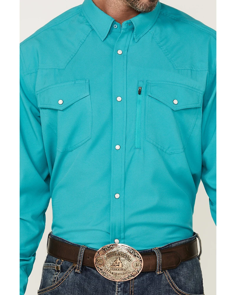 RANK 45® Men's Roughie Tech Long Sleeve Pearl Snap Western Shirt