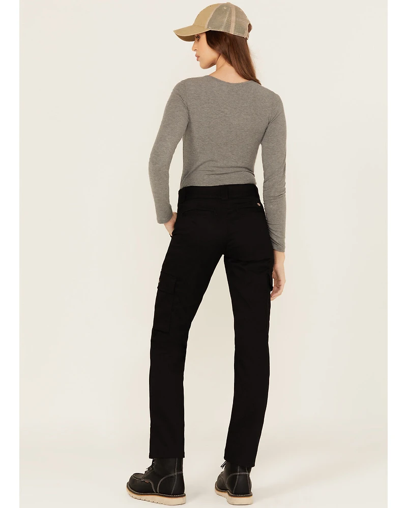 Dickies Women's Mid Rise Straight Stretch Twill Cargo Work Pants