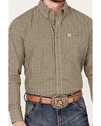 George Strait by Wrangler Men's Checkered Print Long Sleeve Button-Down Western Shirt