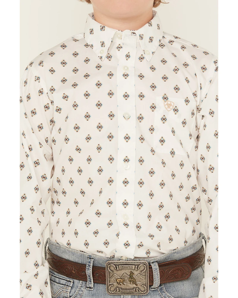 Ariat Boys' Classic Geo Print Long Sleeve Button-Down Western Shirt