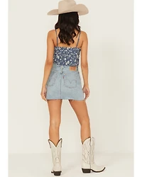 Levi's Women's Icon Light Wash Raw Hem Denim Mini Skirt