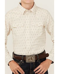 Cody James Boys' Mirage Geo Print Long Sleeve Snap Western Shirt