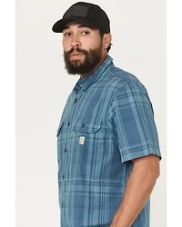 Carhartt Men's Plaid Print Loose Fit Midweight Short Sleeve Button-Down Work Shirt