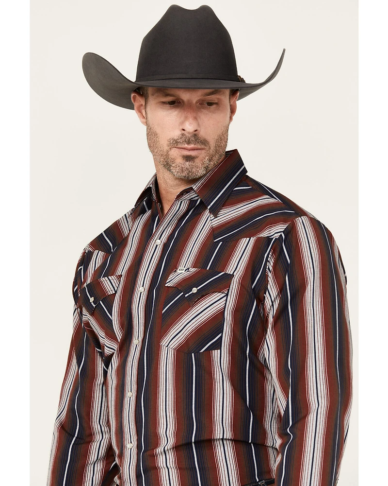 Ely Walker Men's Striped Long Sleeve Pearl Snap Western Shirt