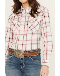 Wrangler Women's Plaid Print Long Sleeve Western Snap Shirt