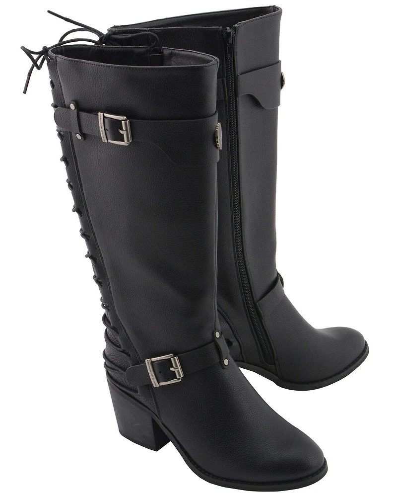Milwaukee Leather Women's Back End Laced Riding Boots - Round Toe