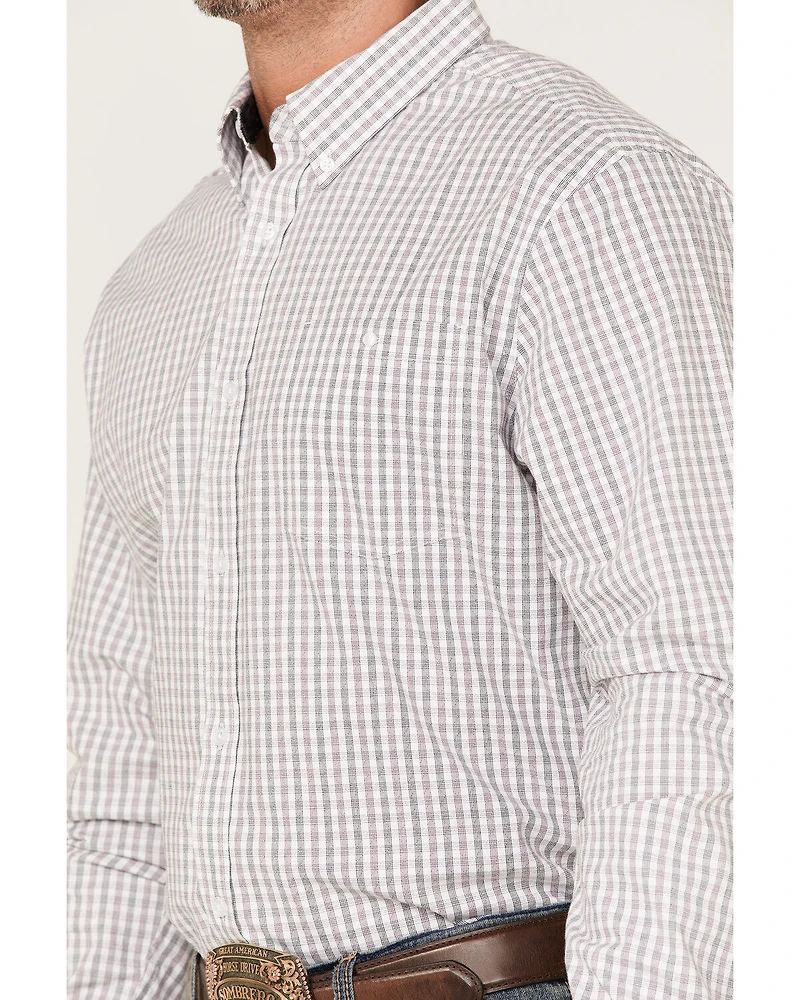 RANK 45® Men's Fishing Small Plaid Print Long Sleeve Button-Down Western Shirt