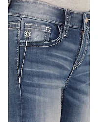 Miss Me Girls' Light Wash Wing Pocket Bootcut Stretch Denim Jeans