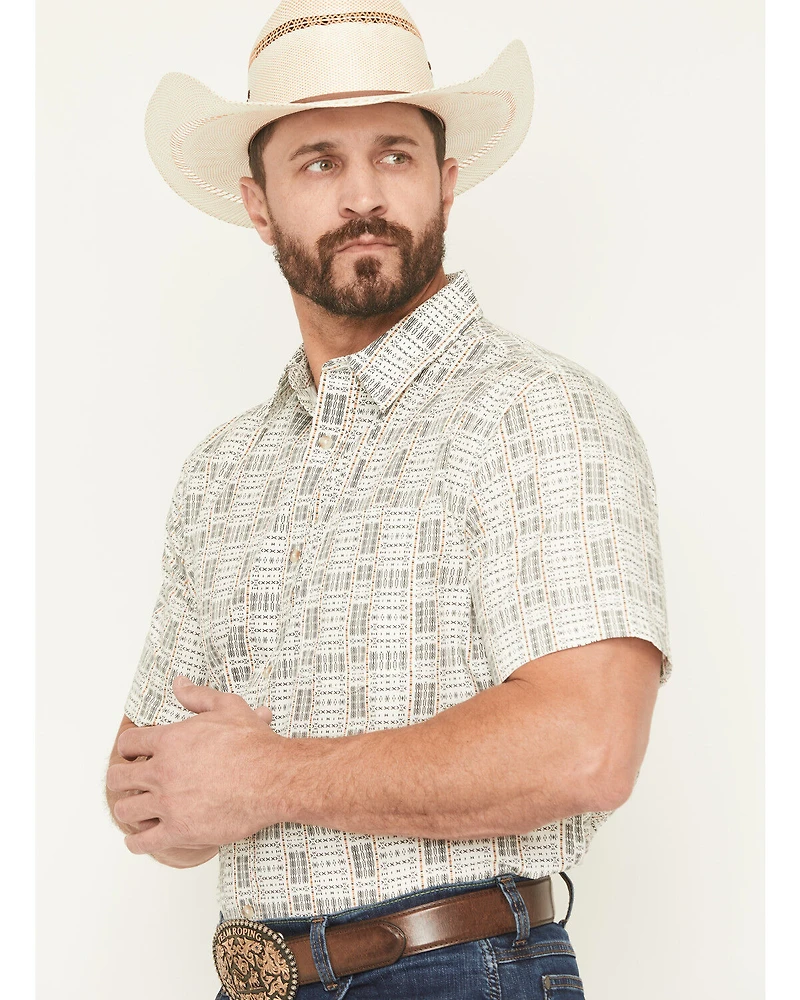 Gibson Trading Co Men's Chicken Scratch Southwestern Print Short Sleeve Button-Down Western Shirt