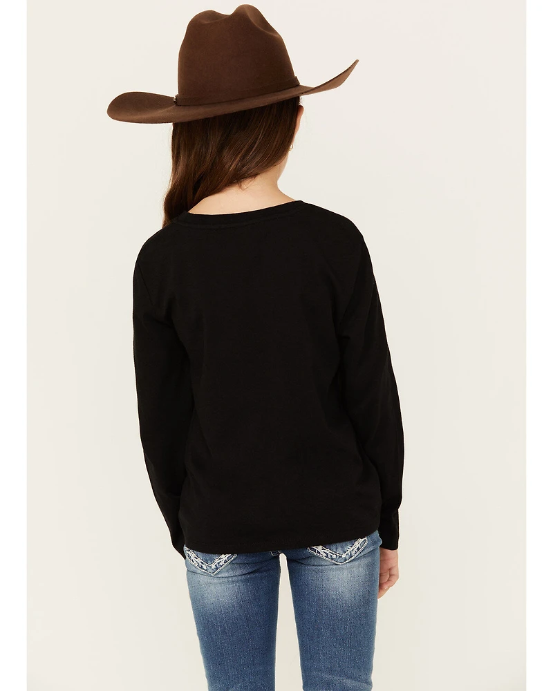 Rock & Roll Denim Girls' Western Cactus Long Sleeve Graphic Tee