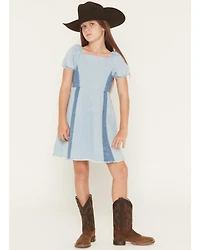 Self Esteem Girls' Short Sleeve Denim Dress