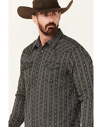 Moonshine Spirit Men's Concrete Cowboy Striped Print Long Sleeve Snap Western Shirt