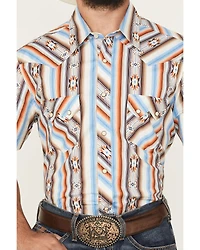 Rock & Roll Denim Men's Southwestern Striped Print Short Sleeve Snap Stretch Western Shirt