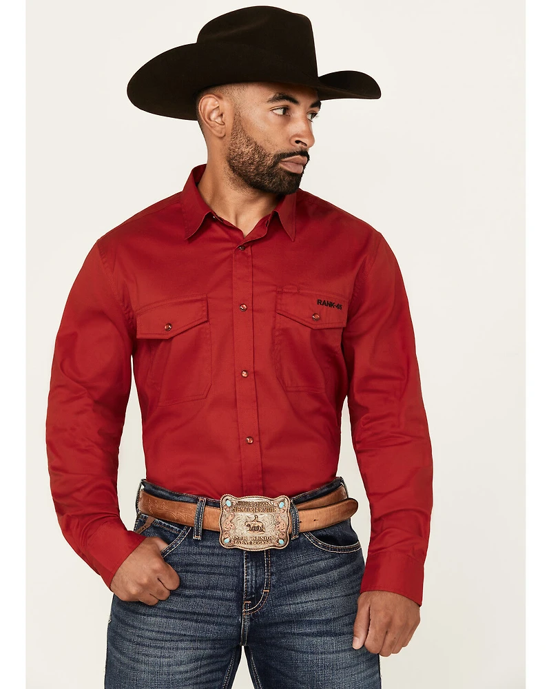 RANK 45® Men's Ruffalo Solid Long Sleeve Pearl Snap Performance Western Shirt