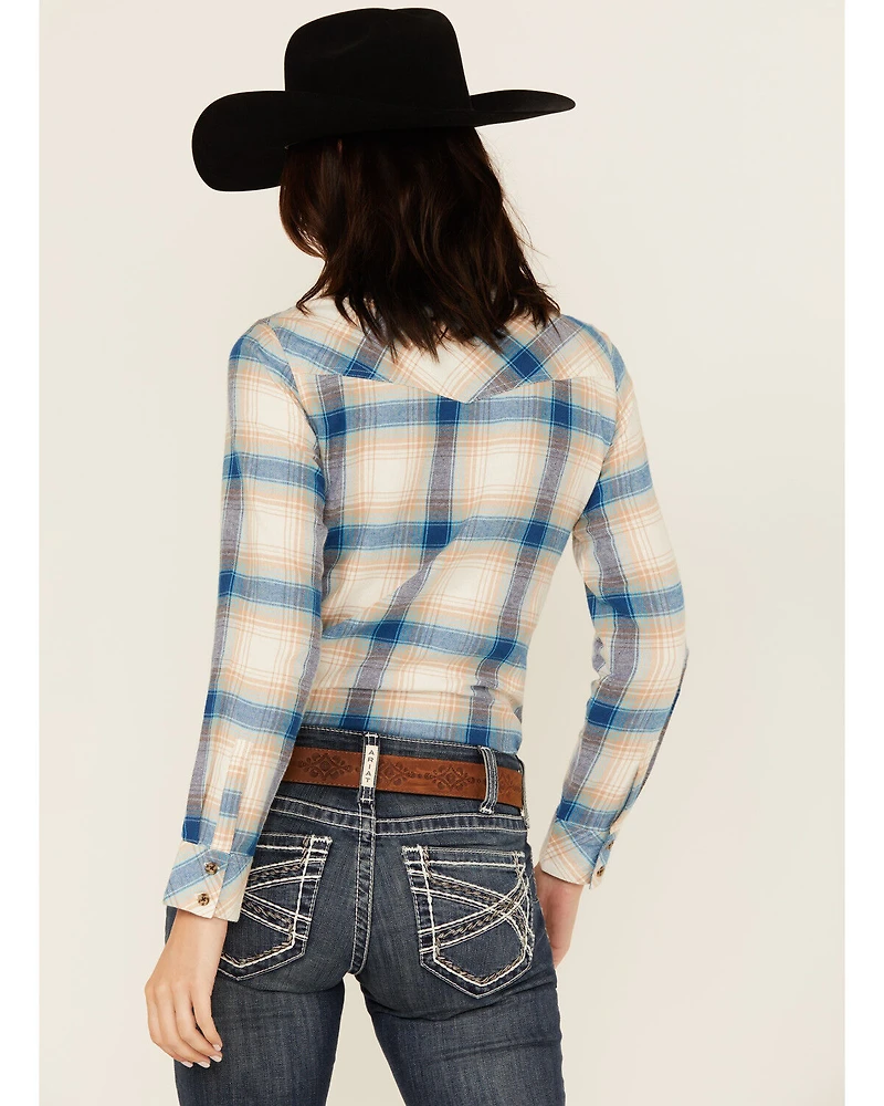 Shyanne Women's Plaid Print Long Sleeve Button-Down Western Shirt