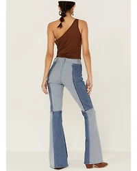 Shyanne Women's Mid Rise Color Blocked Flare Jeans
